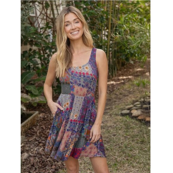 NWT Natural Life Opal ButterSoft Ballet Dress Size XL Patchwork Sleeveless Boho - Picture 1 of 12